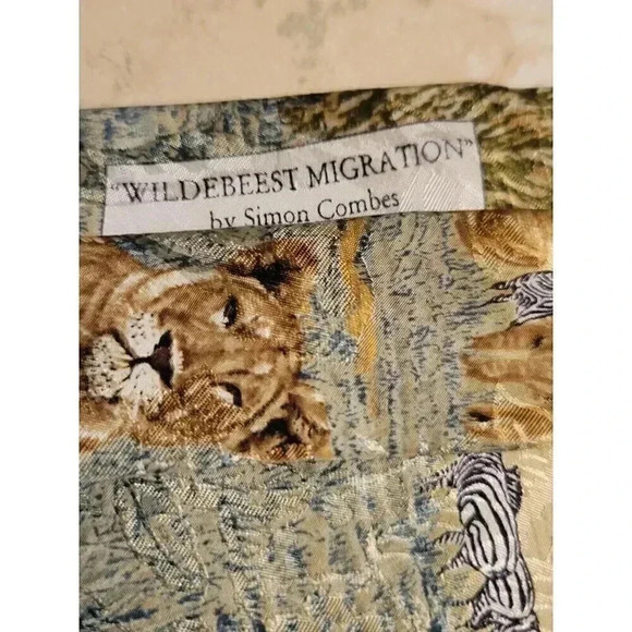 Vintage Wildebeest Migration Endangered Species  Silk Tie Lion Safari - Picture 5 of 6